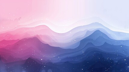 Pink Sunrise over Abstract Blue Waves - Digital Landscape Wallpaper 