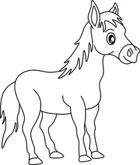 Little donkey line art, for children coloring book page