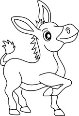 Little donkey line art, for children coloring book page
