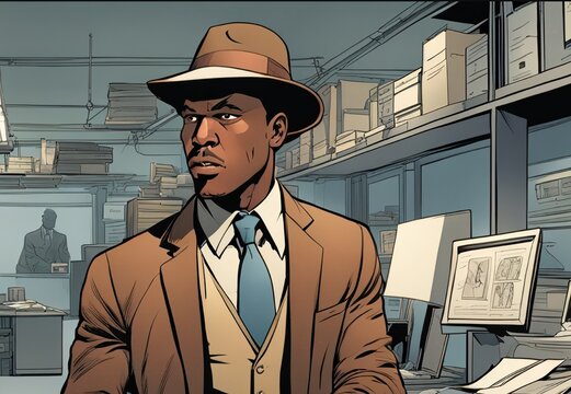 American detective comic book in 50s style, comic book character. ai generation