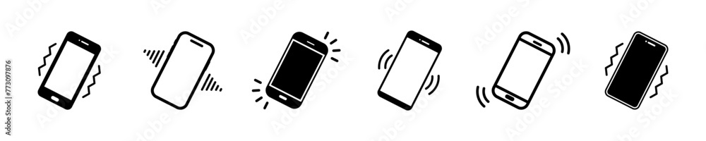 Poster set of vibration or ringing phone vector icons. signal on smartphone. incoming notification. vector 