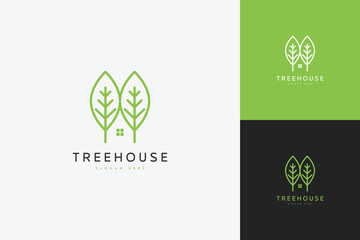 house illustration logo nature vector property tree - obrazy, fototapety, plakaty