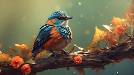 Gorgeous bird sitting on a branch, courtesy of Generative AI
