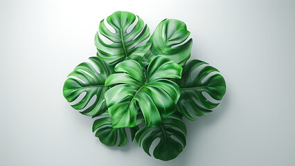 monstera leaf on white background with generative ai