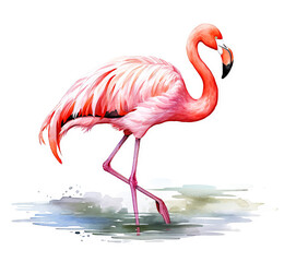 Watercolor Flamingo illustration isolated on white background