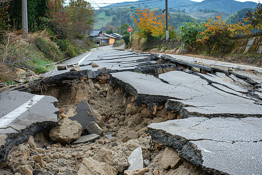 Severe damage from earthquake and liquefaction natural disasters

