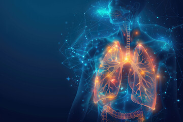 highlight the lungs in your body with a glowing effect - obrazy, fototapety, plakaty