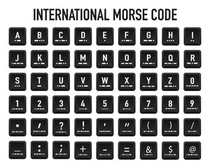International Morse code. Set of letters, numbers and punctuation signs. Alphabet and Numerals Morse Code for Learning. Vector illustration © StudioGraphic