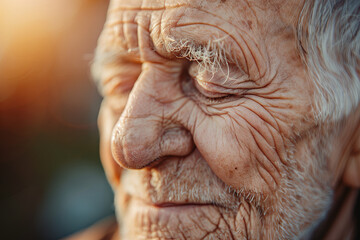 Senior Old Man Eyes Closed, Elderly People Portrait, Aged Face close up
 - obrazy, fototapety, plakaty