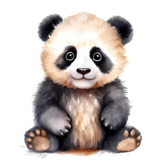 Fototapeta na wymiar Illustration of an adorable baby panda with fluffy fur sitting down