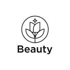 Beauty flower rose outline logo design