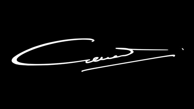 Letter C abstract signature idea for documents. Videos are animated frame by frame with a transparent background or alpha channel. Suitable for use as video material or motion graphics.