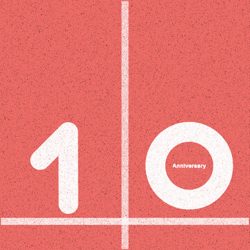 simple graphic design 10, 10th  flat 2d vector representation of a running track. of a running track with the number &ldquo;10&rdquo; painted on it in bold white text. the track appears to be red with white lane