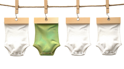 Row of Baby Onesies Hanging on Clothes Line