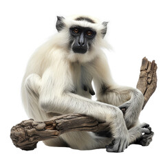 Black and White Monkey Perched on Tree Branch