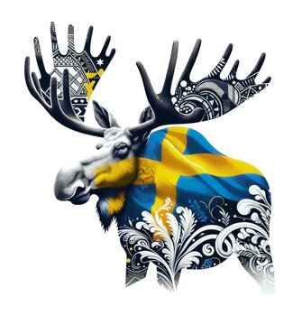 recommend clip art: Swedish flag with a moose 