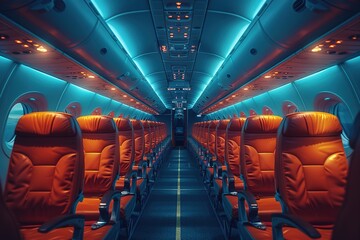 Interior of an empty commercial plane