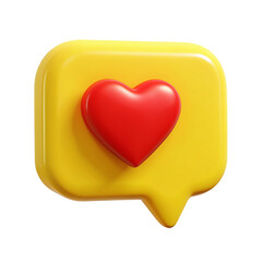 Text Bubble, yellow conversation with red heart isolated on transparent background, png