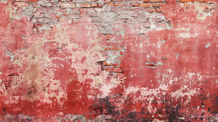 A weathered red brick wall displays a textured pattern and vintage appeal.