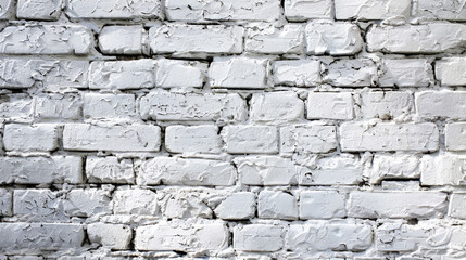 Obraz premium White painted bricks form a textured wall with signs of weathering and age.