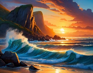 sunset over the ocean