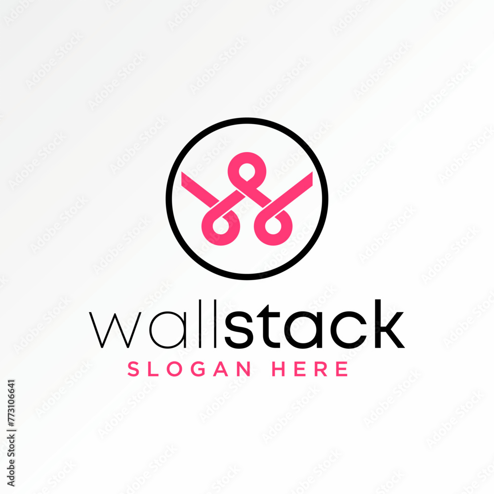 Poster logo design graphic concept creative premium vector stock letter initial w font circle line connecte