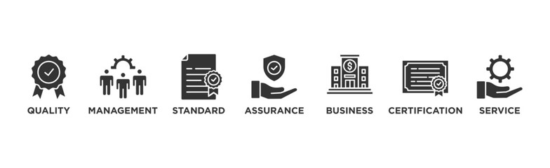 ISO 9001 banner web icon vector illustration concept with icon of quality, management, standard, assurance, business, certification and service