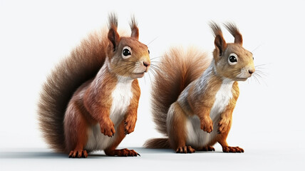 Obraz premium Squirrel, Squirrels, Baby Squirrel on White Background