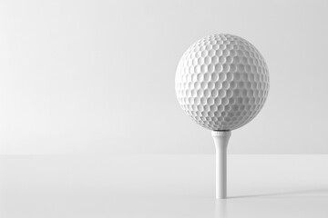 Detailed 3D model of a golf ball resting on a tee against a clean white background, showcasing the simplicity and elegance of the sport