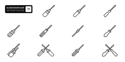 Screwdriver icon collection, vector icon templates editable and resizable