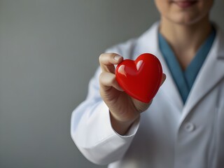 Doctor holding a red heart in hand Medical Health Care World Heart Day - World Health Day