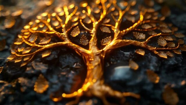 A closeup of the Tree of Life with each leaf and branch containing a unique symbol of spiritual knowledge. This image serves as a reminder that the path towards enlightenment