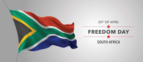 South Africa happy freedom day greeting card, banner with template text vector illustration