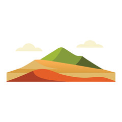  Brown hill with cloud flat vector illustration on white background