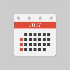 Vector template icon page calendar, month July