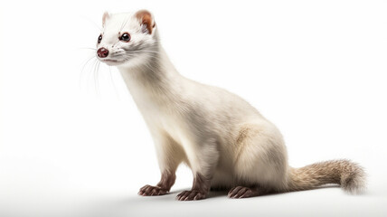 Ferret, Ferrets, Baby Ferret on White Background  - Furão