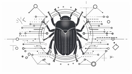 Bug in the program system icon isolated on a white background. Software bug concept. Debugging the system. Searching for bugs.  illustration.