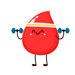 Red Blood Drop Cartoon Character. Vector Illustration Flat Design Isolated On Transparent Background. Red Blood Cell Mascot.