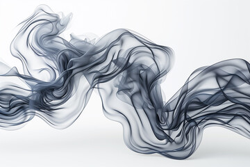 Smoke on white background, shape, wave, motion, flowing