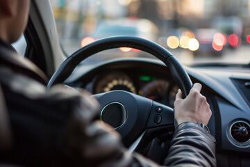 Man driving car, speed, dashboard, vehicle interior, speedometer