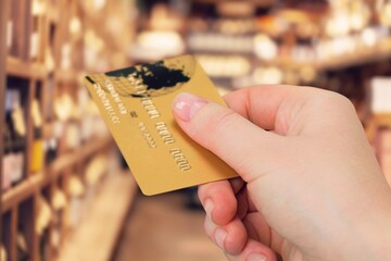 contactless payment credit card in hands