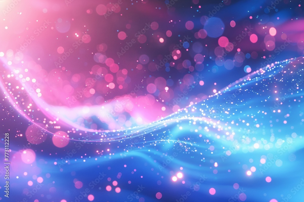 Poster the vibrant blue and pink backdrop is adorned with numerous intricate patterns of lines and dots, cr