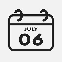 Icon page calendar day - 6 July