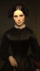Painting of a 1800s governess