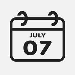 Icon page calendar day - 7 July
