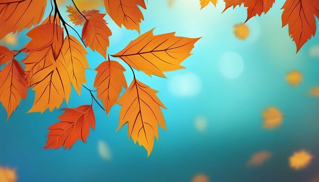 Beautiful colorful original background images of autumn nature with orange leaves for creative work, design, wallpaper.
