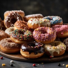 Colorful Glazed Doughnuts with Sprinkles on Top
