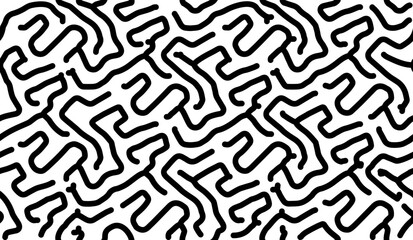 Black and white seamless wavy lines pattern - 773116037