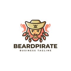 beard pirate logo vector