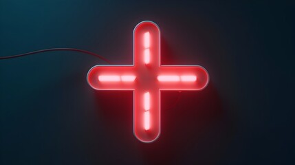 Obraz premium Glowing Red Cross Symbol Representing Modern Medical Care and Healthcare Concepts